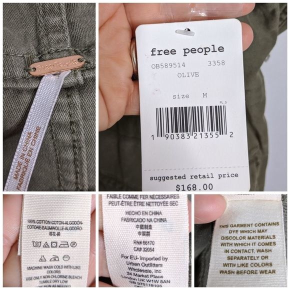 Free People ReWorked Army Jacket Olive Green NWT Size Medium $168 - Picture 7 of 8